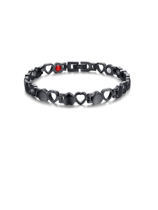black Stainless Steel With Gun Plated Simplistic Hollow Heart Bracelets