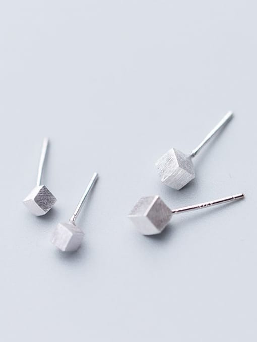 Rosh 925 Sterling Silver smooth Square Minimalist Stud Earring 0