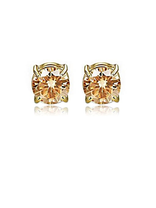 A pair of Gold Diamonds Titanium Rhinestone Multi Color Square Minimalist Stud Earring  No piercings