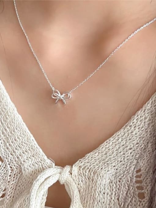Boomer Cat 925 Sterling Silver Bowknot Minimalist Necklace 3