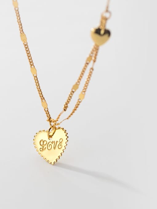 Rosh 925 Sterling Silver Heart Minimalist Multi Strand Necklace 1