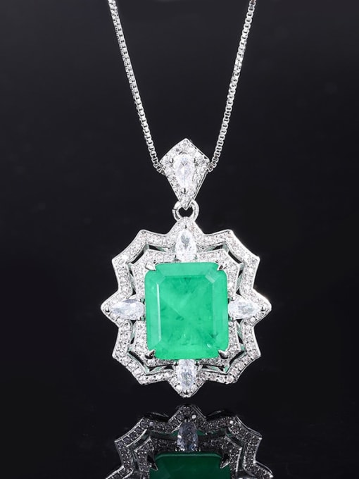 Emerald pendant Brass Cubic Zirconia Luxury Geometric  Ring and Pendant Set