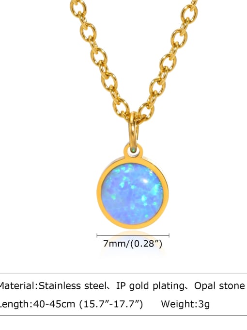 Light blue opal 40 +5cm Titanium Steel Opal Geometric Vintage Necklace