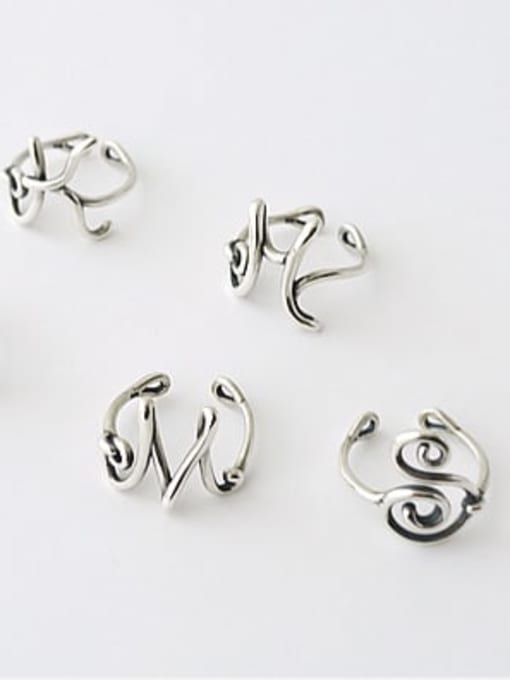 Boomer Cat 925 Sterling Silver Letter J Vintage Free Size Midi Ring 1