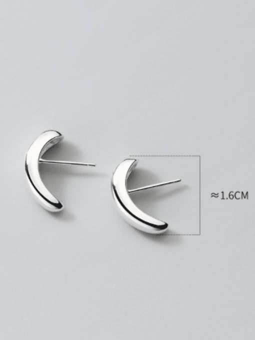 Rosh 925 Sterling Silver Smotth Irregular Minimalist Stud Earring 3