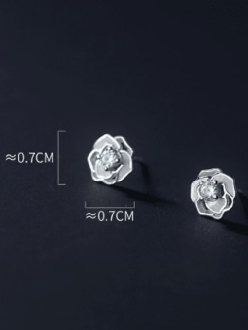 Rosh 925 Sterling Silver Cubic Zirconia Enamel Flower Cute Stud Earring 3