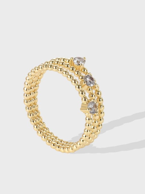 CHARME Brass Cubic Zirconia Geometric Vintage Stackable Ring 0