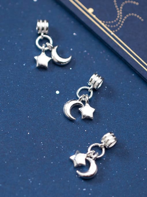 FAN 925 Sterling Silver With Glossy Star Moon Pendant Diy Accessories 2