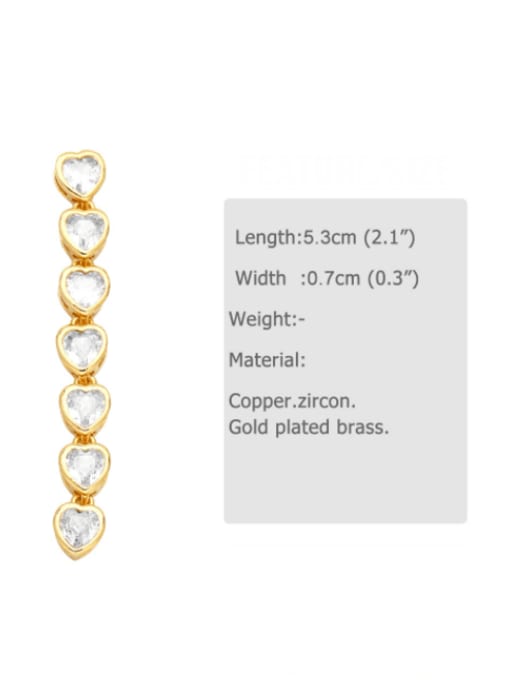 CC Brass Cubic Zirconia Heart Tassel Minimalist Drop Earring 2