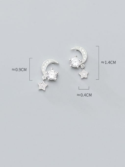 Rosh 925 Sterling Silver Cubic Zirconia White Star Minimalist Stud Earring 2