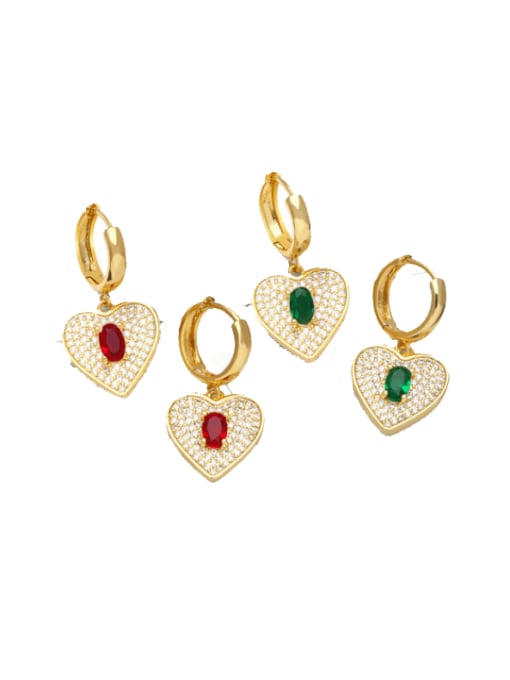 CC Brass Cubic Zirconia Heart Vintage Huggie Earring 2