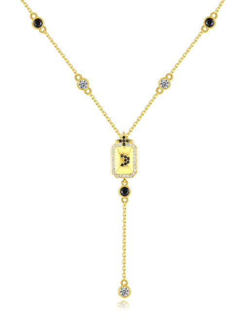 BLING SU Brass Cubic Zirconia Tassel Vintage Lariat Necklace 0