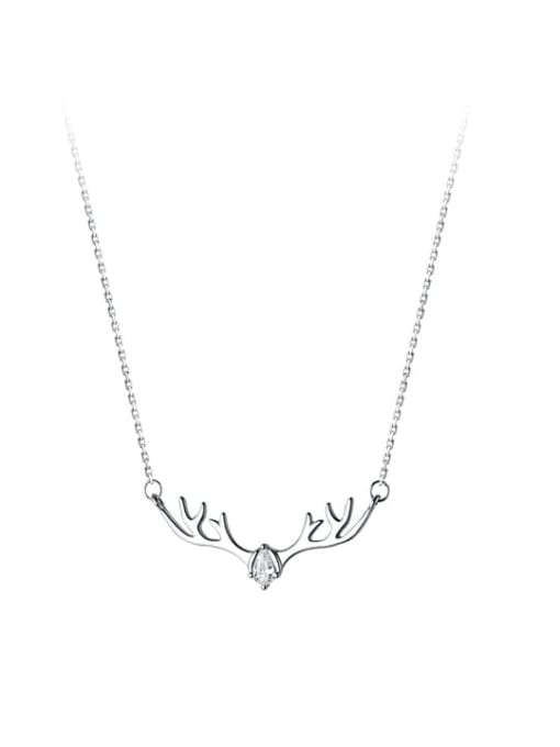 Rosh 925 Sterling Silver Cubic Zirconia Deer Minimalist Necklace 3