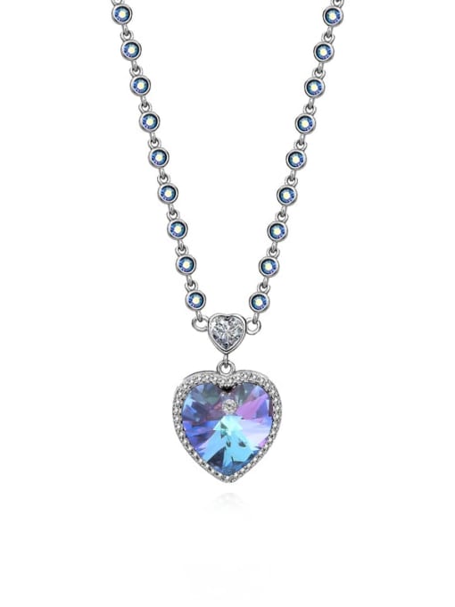 JYXZ 114 (gradient purple) 925 Sterling Silver Austrian Crystal Heart Classic Necklace