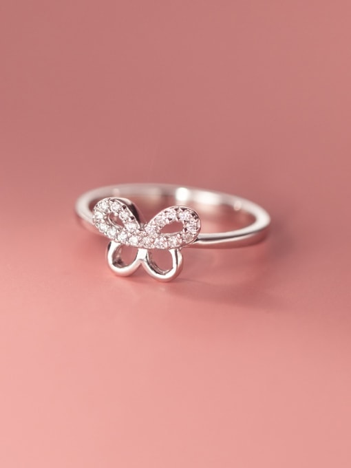 Rosh 925 Sterling Silver Cubic Zirconia Butterfly Cute Band Ring 1