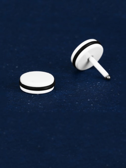 white Titanium Steel Enamel Geometric Minimalist Stud Earring