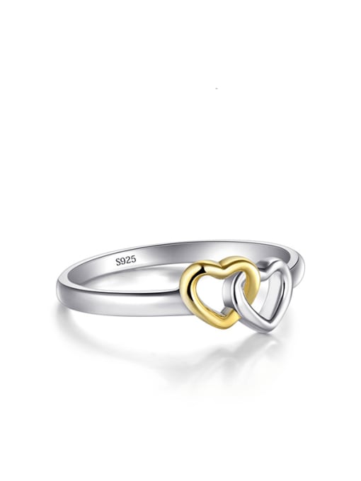 S925 Silver 925 Sterling Silver Hollow Heart Minimalist Band Ring