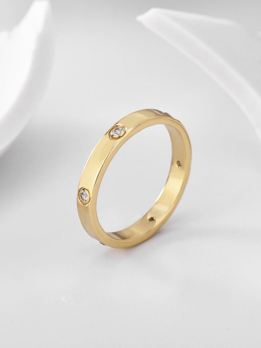 Gold plain diamond ring Brass Rhinestone Geometric Minimalist Band Ring