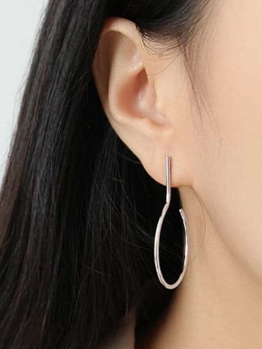 DAKA 925 Sterling Silver Hollow Geometric Minimalist Hoop Earring 1