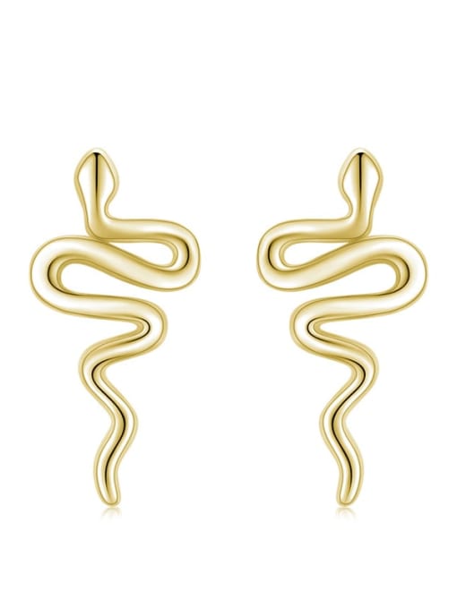 golden 925 Sterling Silver Snake Minimalist Stud Earring