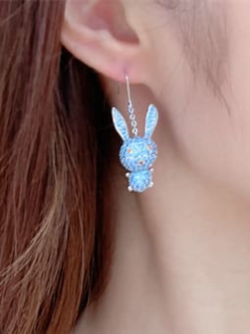 Luxu Brass Rhinestone Rabbit Cute Hook Earring 2