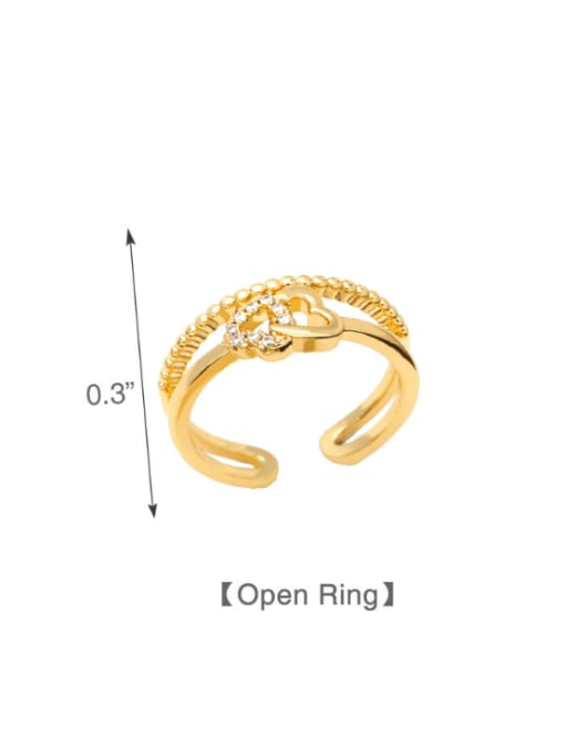 CC Brass Cubic Zirconia Heart Vintage Stackable Ring 4