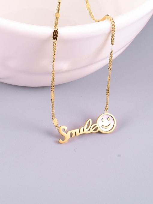 A TEEM Titanium Letter Minimalist Smiley pendant Necklace 1