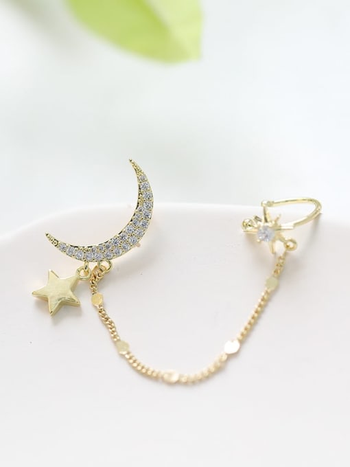 Luxu Brass Cubic Zirconia Star Trend Ear Chain Earring 2