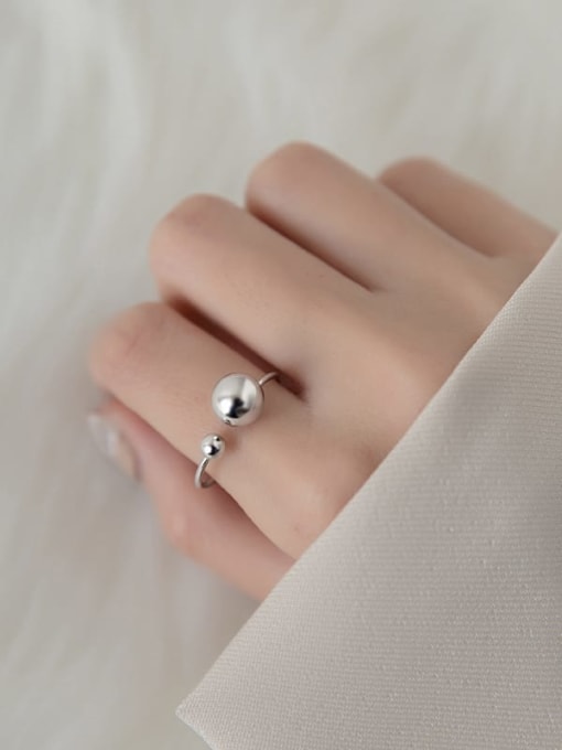 Rosh 925 Sterling Silver Bead Round Minimalist Band Ring 0