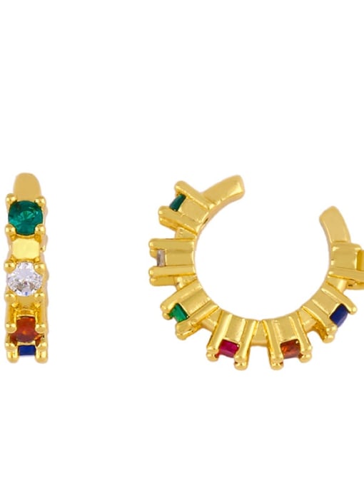 C-shape Brass Cubic Zirconia Rainbow Vintage Clip Earring