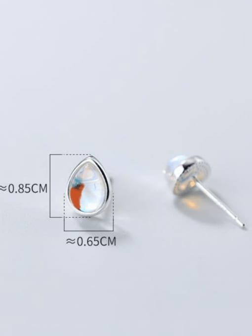Rosh 925 Sterling Silver Glass Stone Water Drop Minimalist Stud Earring 3