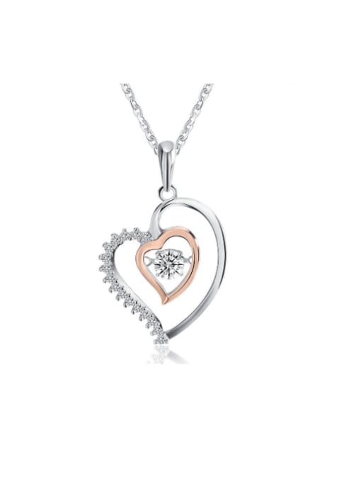 RINNTIN 925 Sterling Silver Cubic Zirconia Heart Minimalist Necklace 0