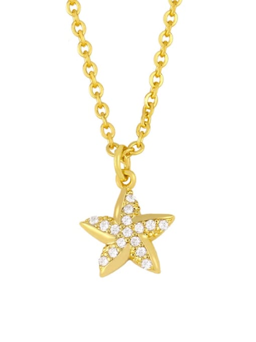 five-pointed star Brass Cubic Zirconia  Hippocampus Vintage pendant  Necklace