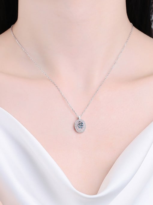 MOISS 925 Sterling Silver Moissanite Oval Classic Necklace 1