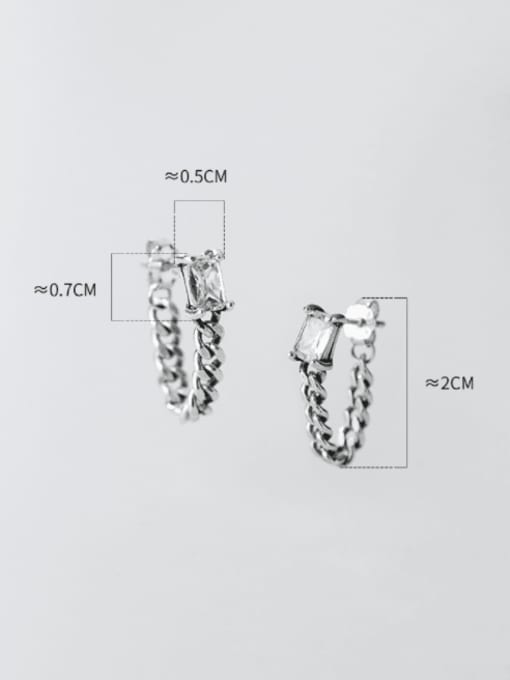 Rosh 925 Sterling Silver Cubic Zirconia Geometric Vintage Hollow Chain Drop Earring 2