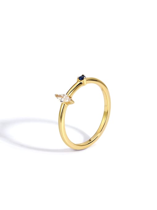 Gold zircon ring Brass Cubic Zirconia Geometric Minimalist Band Ring