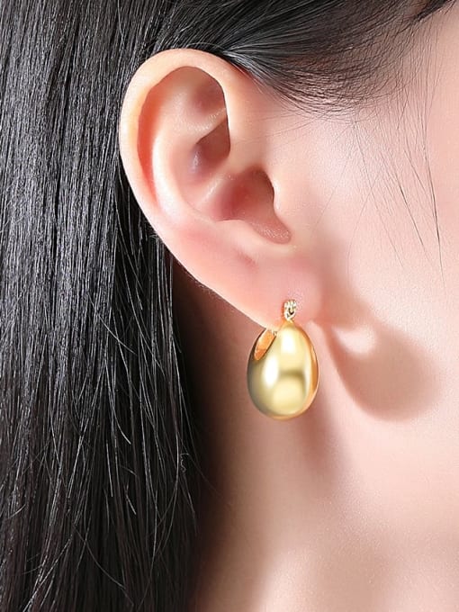 BLING SU Brass Geometric Minimalist Huggie Earring 1