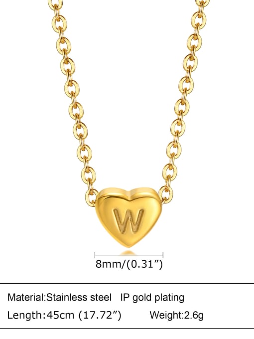 Letter W 40+ 5CM Stainless steel Heart Minimalist Necklace