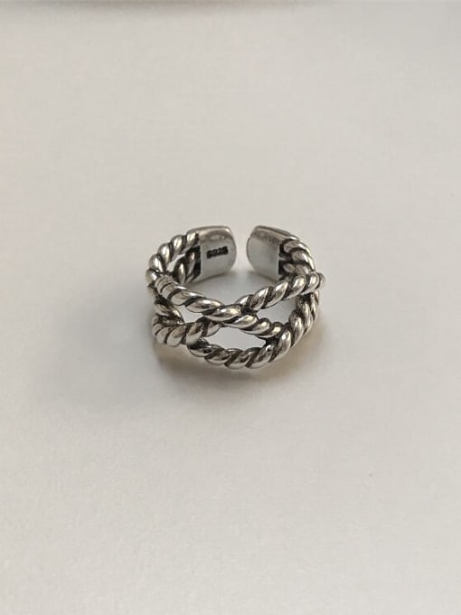 Boomer Cat 925 Sterling Silver  Vintage Three Rope Woven Free Size Band Ring 0