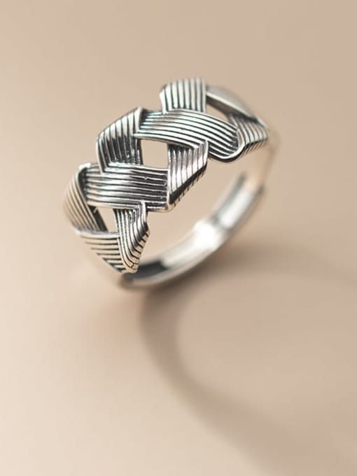 Rosh 925 Sterling Silver Geometric Vintage Band Ring 0