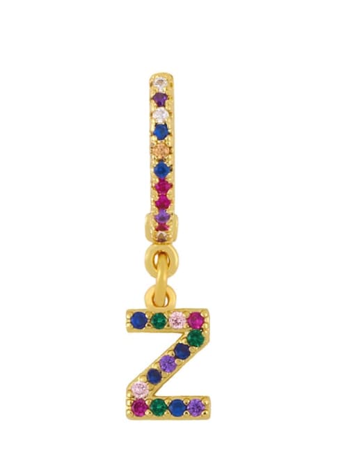 Z Brass Cubic Zirconia  26 Letter Vintage Huggie Earring