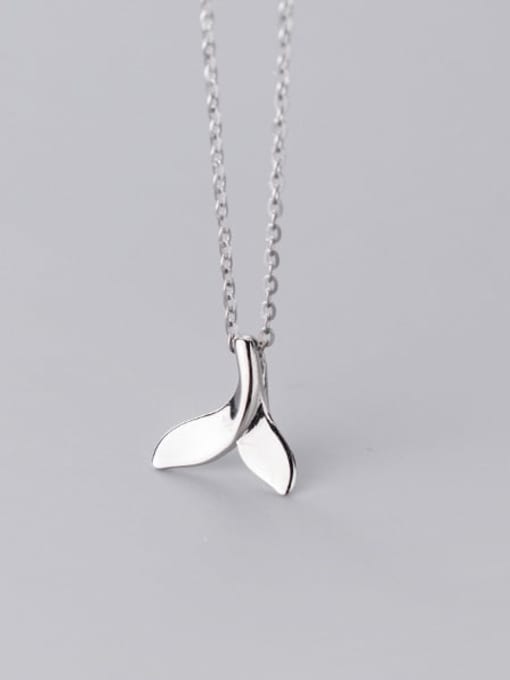 Rosh 925 Sterling Silver Fish tail Minimalist  Pendant Necklace 1