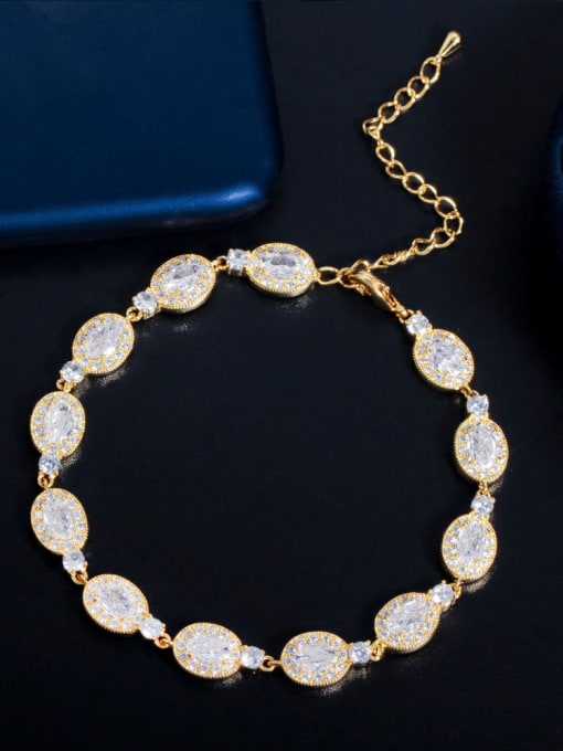Gold Brass Cubic Zirconia Water Drop Luxury Bracelet