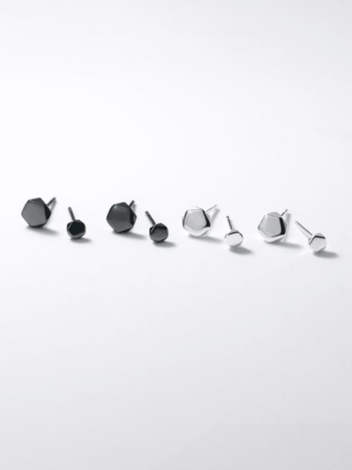 Rosh 925 Sterling Silver Hexagon Minimalist Stud Earring