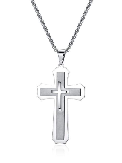 2213 steel single pendant without chain Stainless steel Cross Minimalist Regligious Necklace