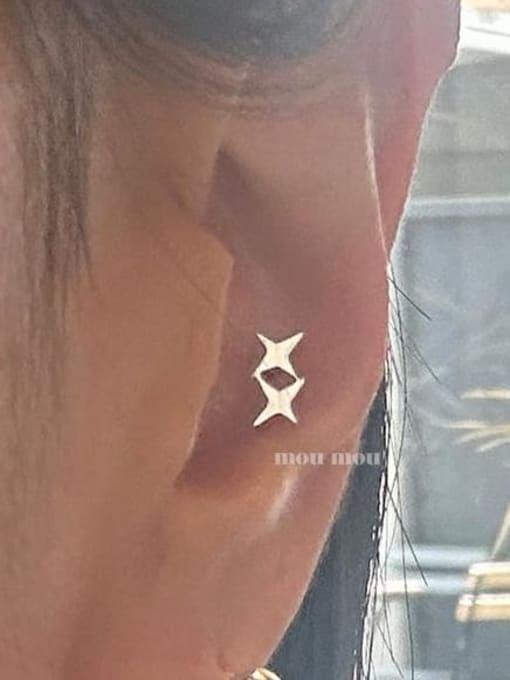 Boomer Cat 925 Sterling Silver Star Minimalist Stud Earring 1