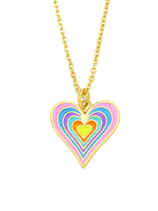 CC Brass Enamel Minimalist Heart  Pendnat Necklace 0