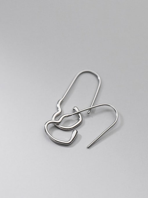 Rosh 925 Sterling Silver Hollow Heart Minimalist Hook Earring 1