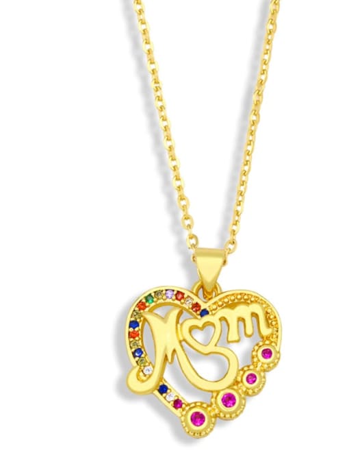 C Brass Cubic Zirconia  Minimalist Letter Heart Pendant  Necklace