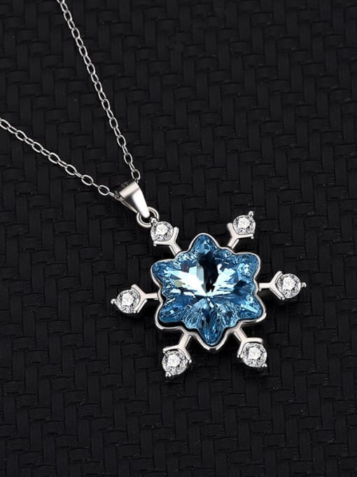 BC-Swarovski Elements 925 Sterling Silver Austrian Crystal Flower Dainty Necklace 2